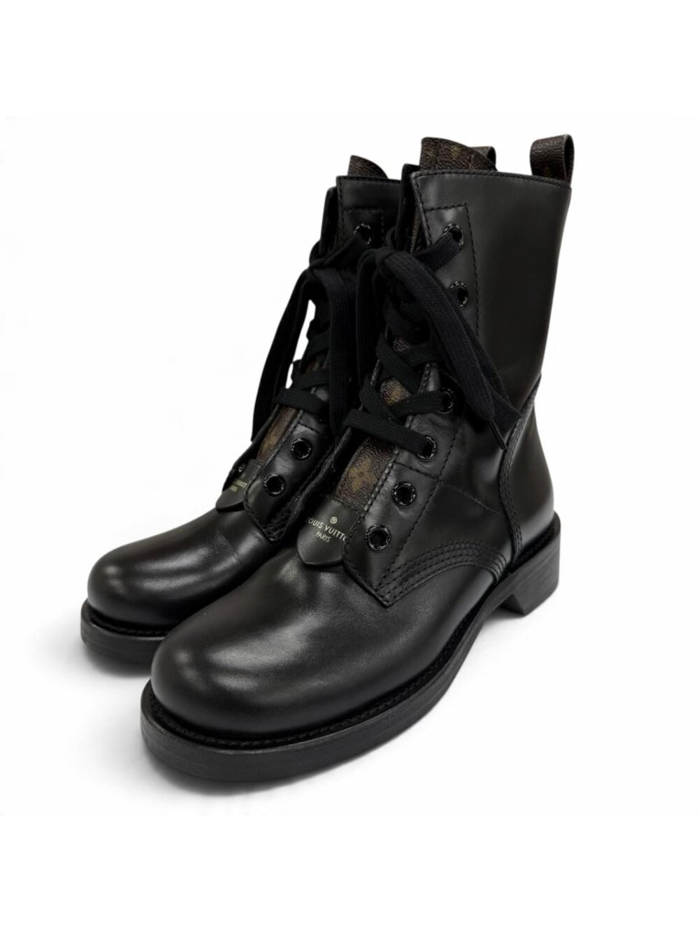 Louis Vuitton Metropolis Line Monogram Leather Short Boots Black IT